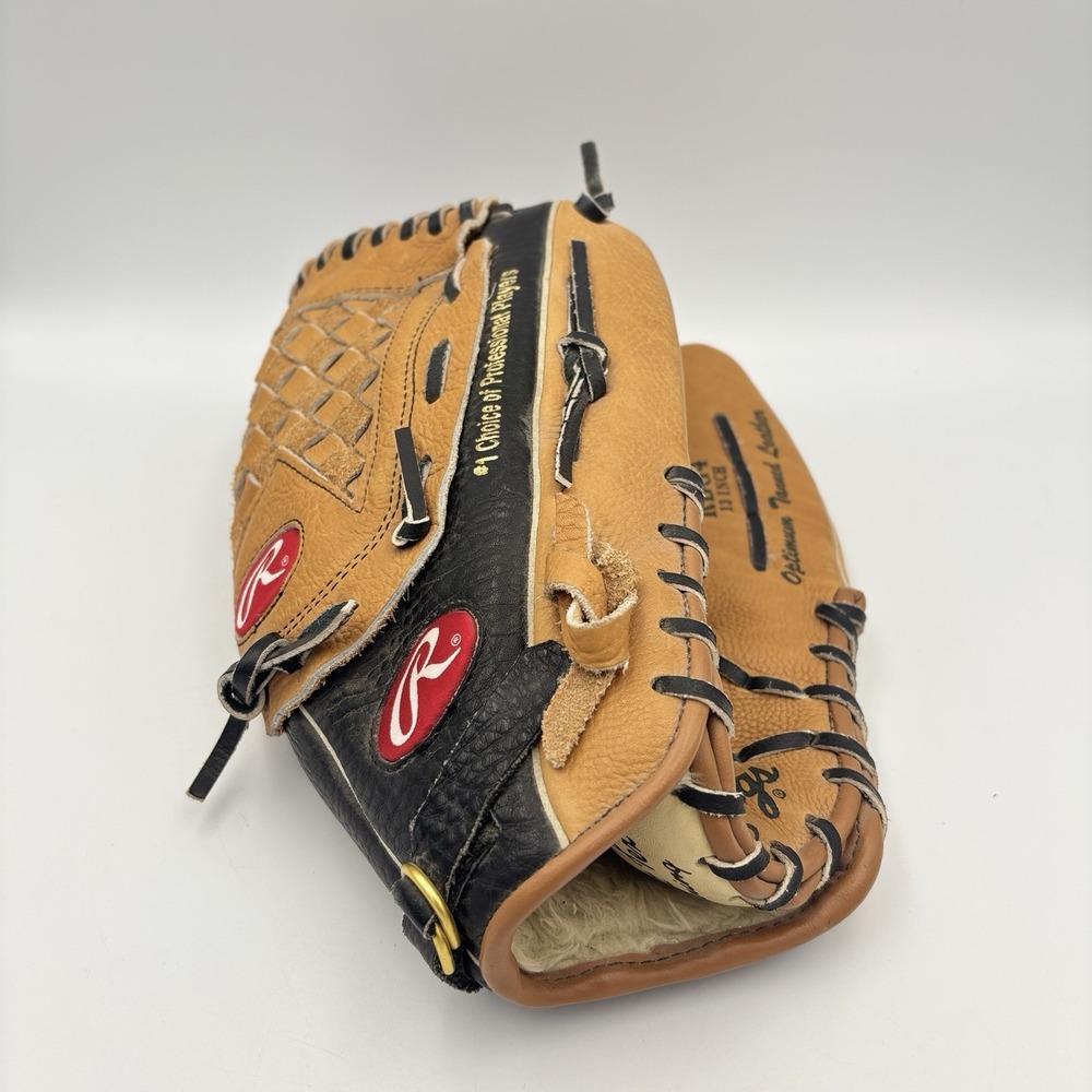 Rawlings RBG4 13 Inch Baseball Glove Tan & Black Leather Soft Tex Lining